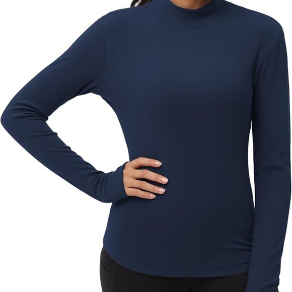 THE GYM PEOPLE Fleece Mock neck Pullover Base Layer Long Sleeve Womens SZ Medium - Picture 1 of 13